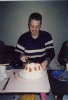 Chris cutting the cake