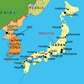 Map of Japan and Korea